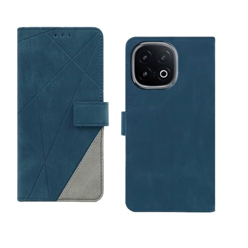 Image of amazon basics Iqoo 13 5G Flip Cover | Card Pockets Wallet & Stand | Flip Cover for Iqoo 13 5G (Blue with Grey)