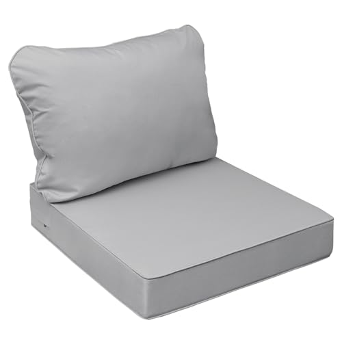 Image of AAAAAcessories Outdoor Seat Cushions for Chairs, Fade-Resistant, Waterproof Patio Furniture Replacement Cushions, 22 inch x 22 inch x 3 inch + 22 inch x 17 inch, Gray