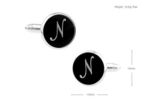 KnBoB Mancuernillas para Hombre Letra N Color Negro miniatura 2