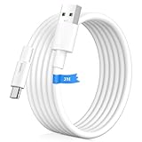 Confort avec 3 m de longueur : Avec les câbles de 3 m de longueur, vous pouvez facilement charger votre smartphone depuis le canapé, le lit ou le bureau, même si la prise est plus éloignée. Sans restrictions ennuyeuses, flexibilité maximale dans l'utilisation quotidienne