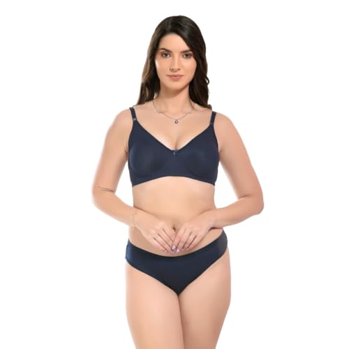 Image of SGC Women Cotton Blend Lingerie Set||Lightly Padded Wirefree Bra & Panty Set||Bridel Set for Women & Girls