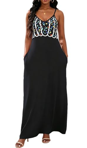 Image of vunahzma Womens Casual Fashion Sleeveless Plus Size Loose Long Sexy Maxi Dress with Pockets
