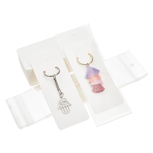 PH PandaHall 100 Sets Long Keychain Display Cards with Self-Sealing Bags