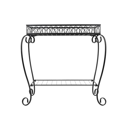 CLMSTE Traditional 2-Tier Plant Stand 26.1 L x 13.1 W x 26.1 H for Indoor & Outdoor Plant Display