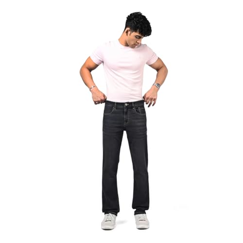 Image of WROGN Men's Stretch Denim Jeans | Straight Fit | Casual Style | Mid Rise