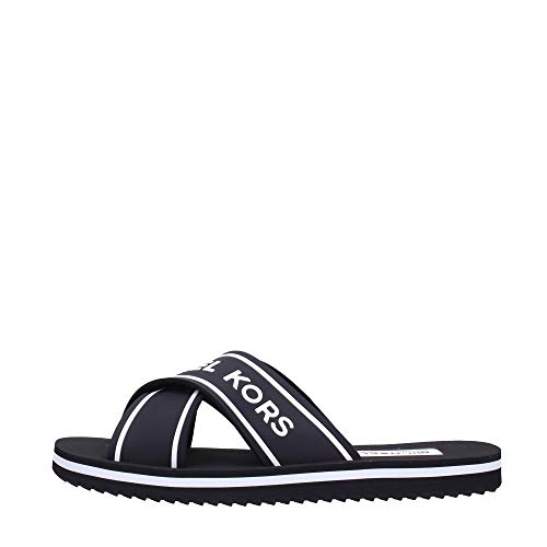 MICHAEL by Michael Kors Sparrow Black and White Logo Slide Sandal Negro/Blanco 41 EU