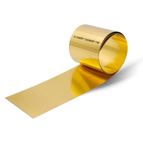 Hosifiy Messingblechrolle, 0.2 x 100 x 1000 mm Messingplatte, Messingblech Rolle für Handwerk, Elektrische Reparaturen, Modellbau, DIY-Projekte