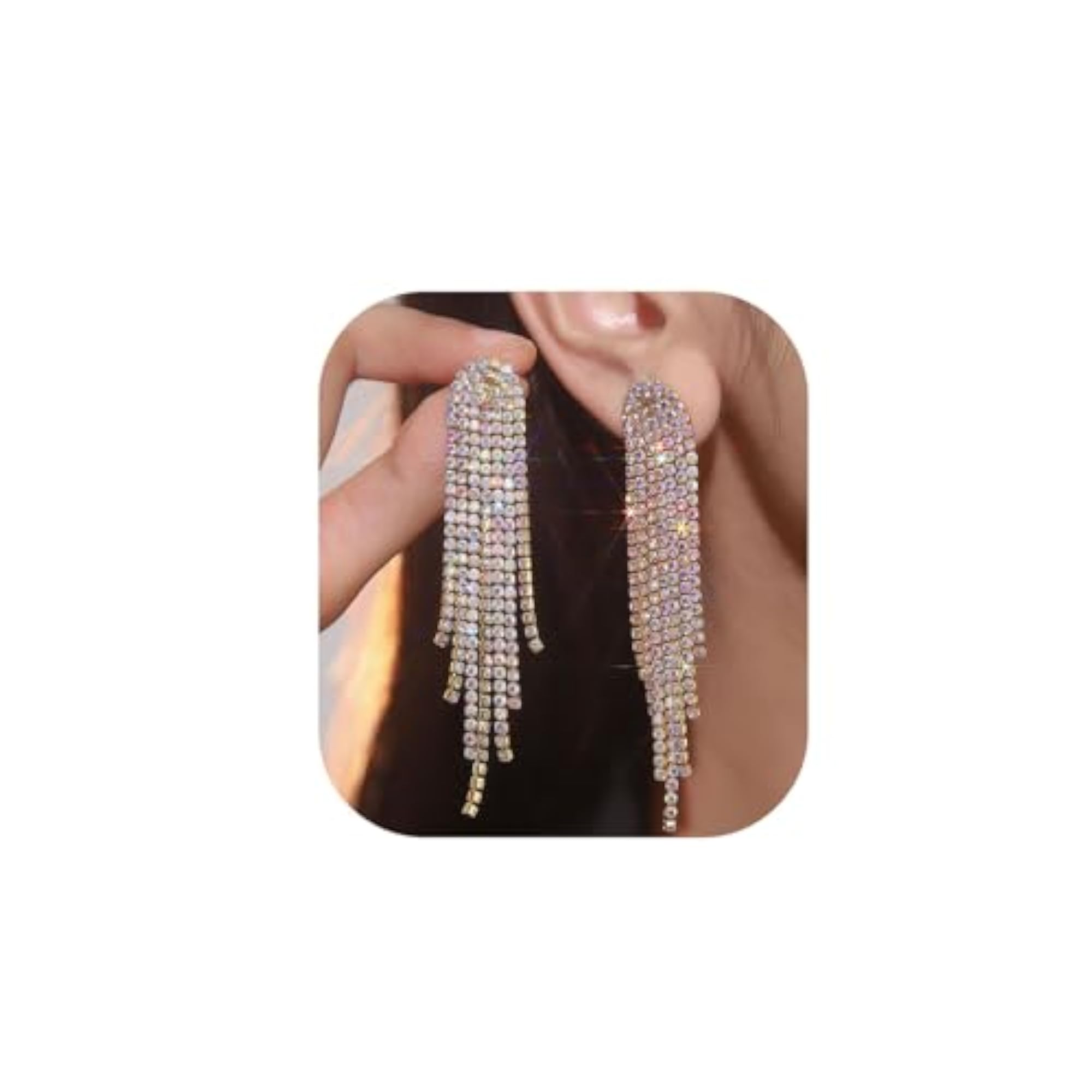 Women's Rhinestone Chandelier Dangle Earrings, Premium Design