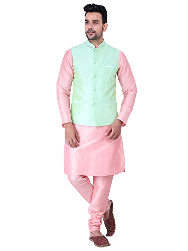 Image of Sadree Silk Men's Kurta Pajama Waistcoat or Nehru Jacket Set
