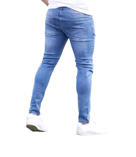 Men's Slim Fit Distressed Denim Jeans, Light Blue Wash, Mens Skinny Jeans3