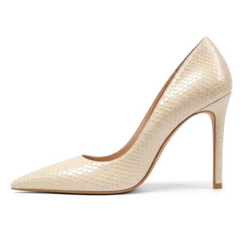 Image of Eldof Women's Classic Dress Pumps Shoes, Sexy Pointed Toe 4 inch Stiletto High Heels, Office Formal Slip On Size 5-13