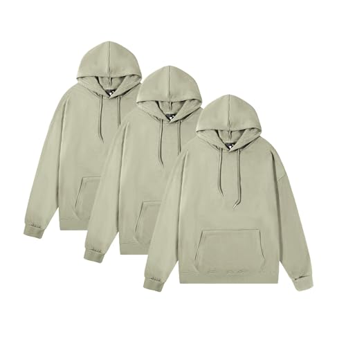 3PC Men's Fashion Hoodies & Sweatshirts Solid Color Pocket Pullover Long Sleeve Baggy Hooded Sweatshirts Comfy