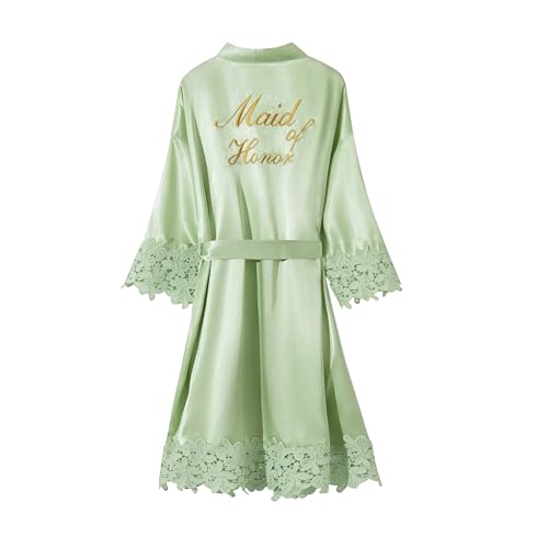 Image of Women's Short Kimono Robe Soft Bride Bridesmaid Robes for Wedding Party Bridal Robes Getting Ready