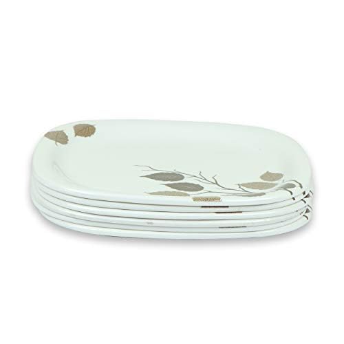Image of Golden Fish Melamine Leaves Printed Square 6 Full Dinner Plates, 6 Half Plates & 12 Veg. Bowl Set|| Mini Dinning Set 24