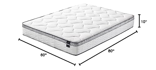 Queen Mattress 10 Inches White - Comfort Plush Euro Pillow Top Cool Memory Foam And Spring Hybrid Mattress Green Foam Certified Organic Cotton Cover Queen Size Mattress Bed Rolled In A Box