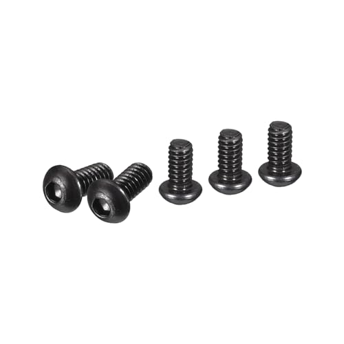 DTGN M2-0.4x4mm Button Head Socket Cap Screws - 100Pack - Good for Machine - Carbon Steel Black Oxide - Hex Drive Full Thread Fasteners