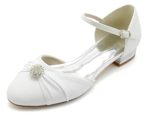 Minishion Womens Girls Formal Flats Glitter Bridal Weding Formal Party Pumps Shoes with Bows BR242