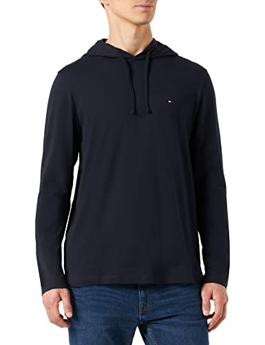 Tommy Hilfiger Herren Langarmshirt mit Kapuze , Blau (Desert Sky), L