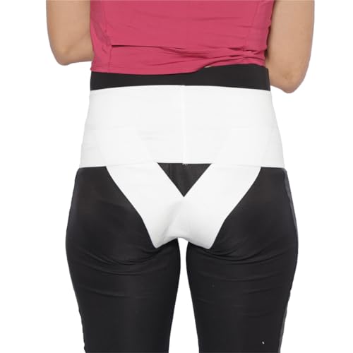 Femme Jock Women's Pelvic Support Belt - Uterus & Bladder Girdle | Postpartum Recovery, Pain Relief | High Waist White (Large)