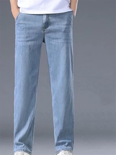 Men's Thin Straight Fit Denim Jeans Casual Loose Business Style Long Trousers for Spring3