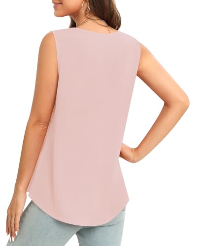 Image of Women's Sleeveless Chiffon Tank Top Business Casual Blouse Tunic Top