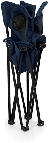 Image of Folding Camping Chair with Cup Holder & Carry Bag, Portable Outdoor Chair for Camping, Fishing, Picnic, Beach & Hiking, Steel Frame, Lightweight (Navy Blue)
