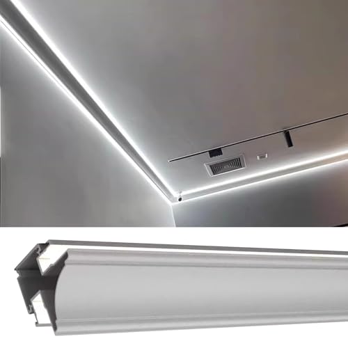 Moldura de corona LED blanca para ocultar imperfecciones de esquinas con iluminación indirecta 2