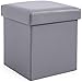 Ducomi Pouf Pieghevole Cubo Sgabello Poggiapiedi Contenitore, Cassapanca Bauletto Contenitore Porta Giochi, Poltrona Contenitore per Soggiorno, Design Italiano (Leather, Grey)
