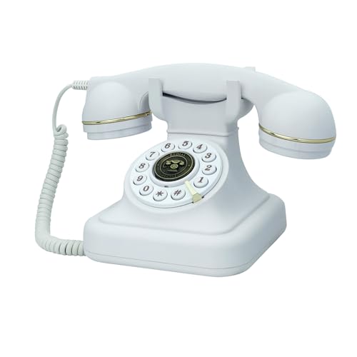 Téléphone antique à bouton poussoir des années 1930 blanc vintage pour maison