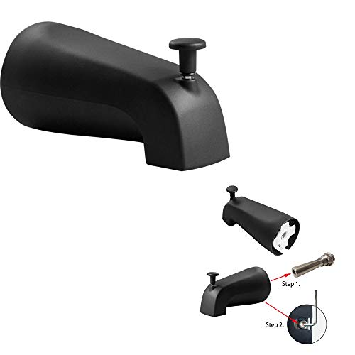 SENTO Slip On Black Universal Bathroom Tub Spout with Diverter, Durable Heavy Duty Metal Bathtub Faucet with Shower Diverter - 4 Inches 1/2\" Copper Pipe, Matte Black