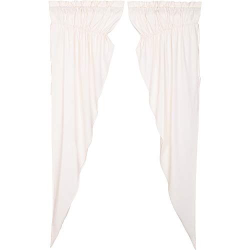 VHC-Brands-Simple-Life-Flax-Antique-White-Farmhouse-Prairie-Panel-Pair-Rod-Pocket-Cotton-Linen-Blend-Solid-Color-Drawstring-Ties-Window-Curtains VHC Brands Simple Life Flax Antique White Farmhouse Prairie Panel Pair Rod Pocket Cotton Linen Blend Solid Color Drawstring Ties Window Curtains