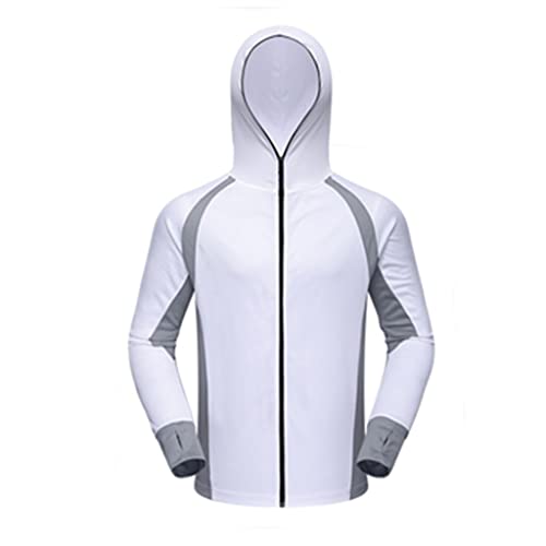 Vêtement de pêche homme blanc taille L T-shirt respirant à capuche WQHPLMD