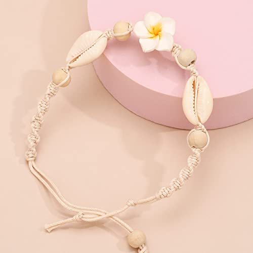 Image of Caiyao 2pcs Lovely Hawaiian Plumeria Rubra Anklet Bracelet Tropical Flower Bohemia Luau Beach Party Accessories for Women