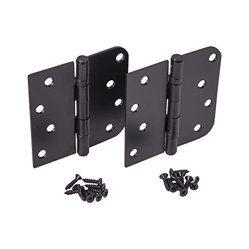 Hinge Outlet Residential Ball Bearing Hinges, 4 Inch With 5/8 Inch Square Corner, Black, 2 Pack #TOP7