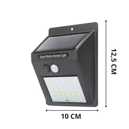 Luminária Energia Solar Parede 30 Led Sensor Presença Automático Movimento Lâmpada Solar Refletor De
