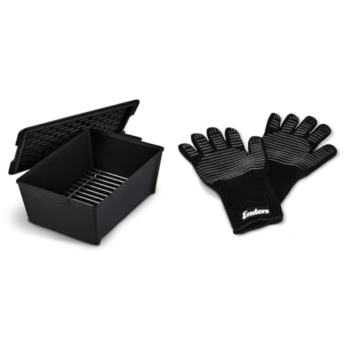 Enders Switch Grid Dutch Oven Rib Roaster Schwarz emailliert & Grill Handschuhe aus feuerfestem Aramid, 8785