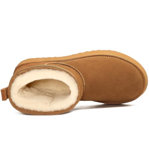 Litfun Suede Platform Mini Boots for Women Genuine Leather Fuzzy Ankle Winter Snow Boots with Fur Lined4