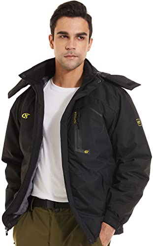 Image of QPNGRP Mens Waterproof Fleece Ski Jacket Windproof Winter Snow Coat