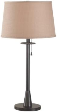 Kenroy Home Rush 30 Inch Table Lamp In Oil Rubbed Bronze Finish With A Tan Textured Tapered Drum Shade
