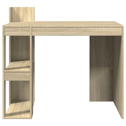 Bureau ordinateur portable chêne Sonoma compact avec rangements