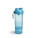 Price comparison product image Smartshake Slim Protein Shaker Bottle With Storage 400ml to 500ml Leakproof BPA Free Small Protein Shake Bottles Smart Shaker Cup for Women + Men (Neon Blue)