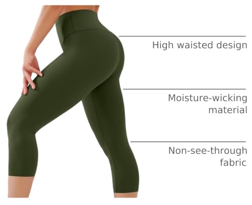 Image of High Waisted Leggings with Pockets for Women Buttery Soft Full Length Capri Workout Yoga Pants Compression Pants