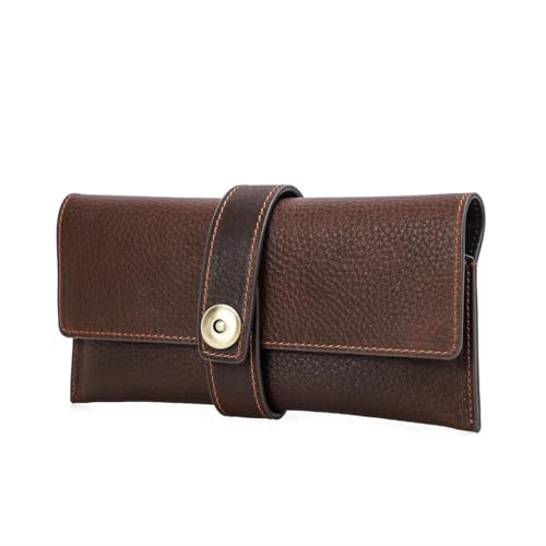 Estojo de Viagem Rígido CONTACTS em Couro Legítimo de 2mm para Óculos de Grau OU Óculos de Sol, Organizador Portátil de Óculos, Acessórios de Viagem Vintage, Caixa Protetora para Óculos de Luxo