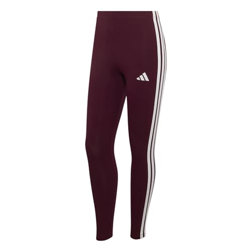 adidas Damen Essentials 3-Stripes Cotton Leggings Tights, maroon/white, L – Ansicht 1