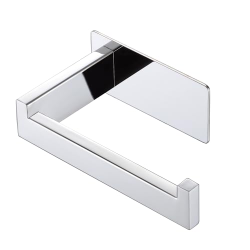 LANC Chrome Toilet Paper Roll Holder, Self-Adhesive Tissue Holder Wall Mounted for Bathroom Office Stick On Toilet Paper Holder with No Drilling Rustproof Stainless Steel Silver, A8307CP