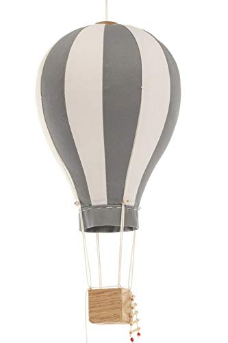 Image of Hanging Textile Hot Air Balloon Kid Nude Colors Nursery Children Room Decor Baby Shower Gift Gray White Large 12 in