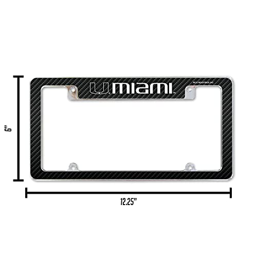 Rico Industries Ncaa Miami Hurricanes Carbon Fiber 12" X 6" Chrome All Over Automotive License Plate Frame For Car/Truck/Suv #TOP5