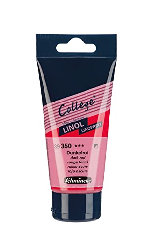 Schmincke - College® Linol, rosso scuro, tubetto da 75 ml, 39350013, inchiostri per stampa tipografica a rilievo a base d’acqua, quasi inodore, resistente alla luce, stampa uniforme