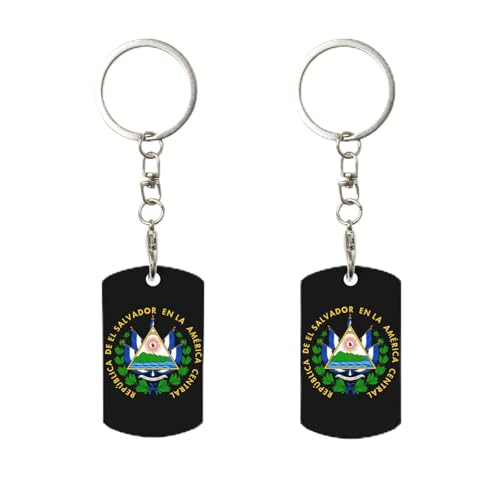 Porte-clés à clip avec armoiries du Salvador, porte-clés rectangulaire en métal personnalisé, pour la maison, le bureau et la moto