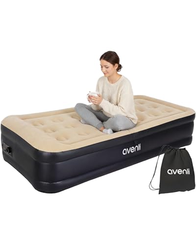AVENLI Luftmatratze Luftbett selbstaufblasend für 1 Person 196x97x47cm aufblasbare Matratze Gästebett mit integrierter Pumpe extra hohe Liegefläche beflockte Oberfläche für Camping & Zuhause